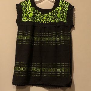 Traditional Mexican boradado embroidered blouse